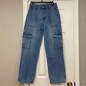 Blank NYC Cargo Pant Jeans Hours Later Medium Light Wash Blue Denim Size Small
